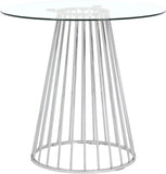 Gio Round Glass Counter Height Dining Table with Polished Chrome Base - Chic Modern Design for Gatherings