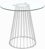 Gio Round Glass Counter Height Dining Table with Polished Chrome Base - Chic Modern Design for Gatherings