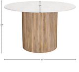 Oakhill Contemporary Dining Table with Genuine Marble Top & Natural Oak Finish, 47" Square Design