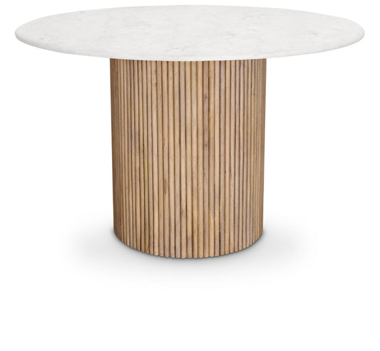 Oakhill Contemporary Dining Table with Genuine Marble Top & Natural Oak Finish, 47" Square Design