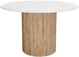 Oakhill Contemporary Dining Table with Genuine Marble Top & Natural Oak Finish, 47" Square Design