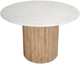 Oakhill Contemporary Dining Table with Genuine Marble Top & Natural Oak Finish, 47" Square Design