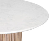 Oakhill Contemporary Dining Table with Genuine Marble Top & Natural Oak Finish, 47" Square Design
