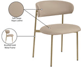 Lupita Dining Chairs Set of 2 - Elegant Vegan Leather with Brushed Gold Frame for Upscale Dining