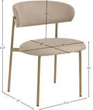 Lupita Dining Chairs Set of 2 - Elegant Vegan Leather with Brushed Gold Frame for Upscale Dining