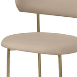 Lupita Dining Chairs Set of 2 - Elegant Vegan Leather with Brushed Gold Frame for Upscale Dining