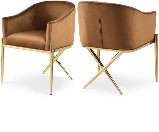 Xavier Cream Velvet Dining Chair with Gold Steel Legs - Modern Barrel Seat for Luxurious Comfort