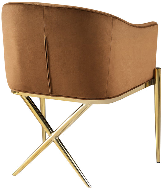Xavier Cream Velvet Dining Chair with Gold Steel Legs - Modern Barrel Seat for Luxurious Comfort