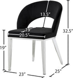 Roberto Contemporary Dining Chair - Elegant Velvet Upholstered Design with Stylish Iron Legs