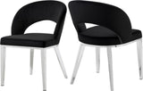 Roberto Contemporary Dining Chair - Elegant Velvet Upholstered Design with Stylish Iron Legs