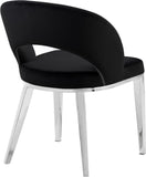 Roberto Contemporary Dining Chair - Elegant Velvet Upholstered Design with Stylish Iron Legs