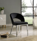 Roberto Contemporary Dining Chair - Elegant Velvet Upholstered Design with Stylish Iron Legs