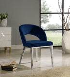 Roberto Contemporary Dining Chair - Elegant Velvet Upholstered Design with Stylish Iron Legs