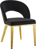 Roberto Contemporary Dining Chair - Elegant Velvet Upholstered Design with Stylish Iron Legs