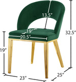 Roberto Contemporary Dining Chair - Elegant Velvet Upholstered Design with Stylish Iron Legs