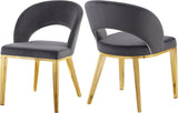 Roberto Contemporary Dining Chair - Elegant Velvet Upholstered Design with Stylish Iron Legs