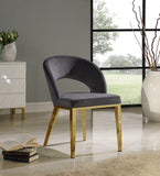 Roberto Contemporary Dining Chair - Elegant Velvet Upholstered Design with Stylish Iron Legs