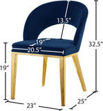 Roberto Contemporary Dining Chair - Elegant Velvet Upholstered Design with Stylish Iron Legs