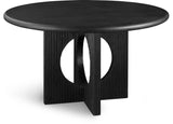 Rivas Dining Table - Elegant Mid-Century Modern Design with Fluted Base and Rich Black Finish