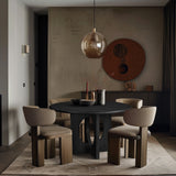 Rivas Dining Table - Elegant Mid-Century Modern Design with Fluted Base and Rich Black Finish
