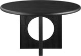 Rivas Dining Table - Elegant Mid-Century Modern Design with Fluted Base and Rich Black Finish