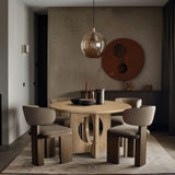 Rivas Dining Table - Elegant Mid-Century Modern Design with Fluted Base and Rich Black Finish