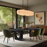 Rivas Dining Table - Elegant Mid-Century Modern Design with Fluted Base and Rich Black Finish