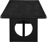 Rivas Dining Table - Elegant Mid-Century Modern Design with Fluted Base and Rich Black Finish
