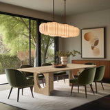 Rivas Dining Table - Elegant Mid-Century Modern Design with Fluted Base and Rich Black Finish