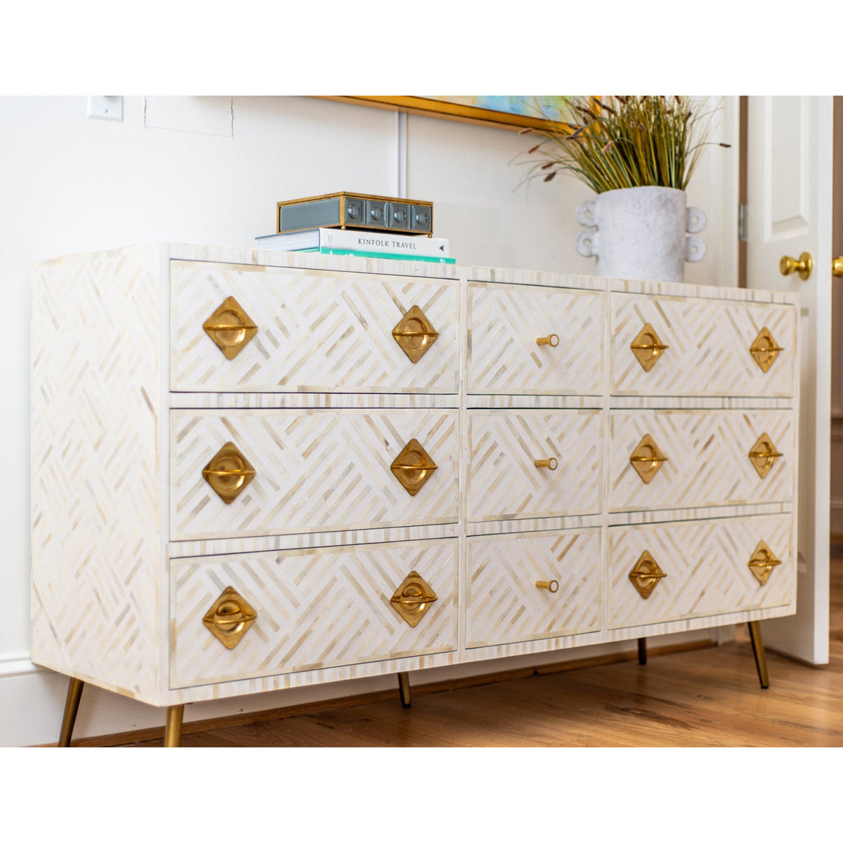 Bone Inlay 9 Drawer dresser