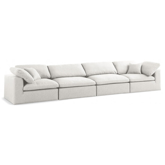 Serene Linen Textured Fabric Deluxe Comfort Modular Sofa