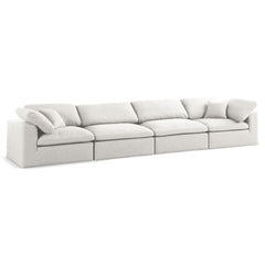 Serene Linen Textured Fabric Deluxe Comfort Modular Sofa