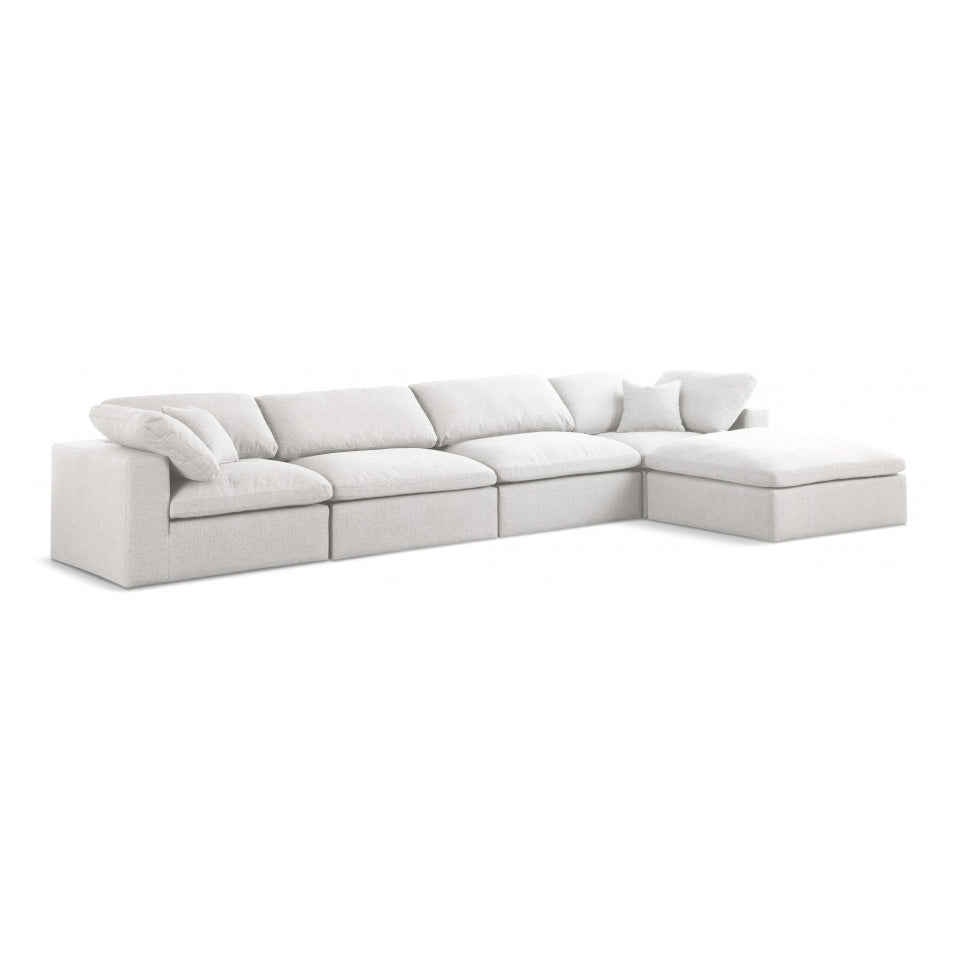 Serene Linen Textured Fabric Deluxe Comfort Modular Sectional