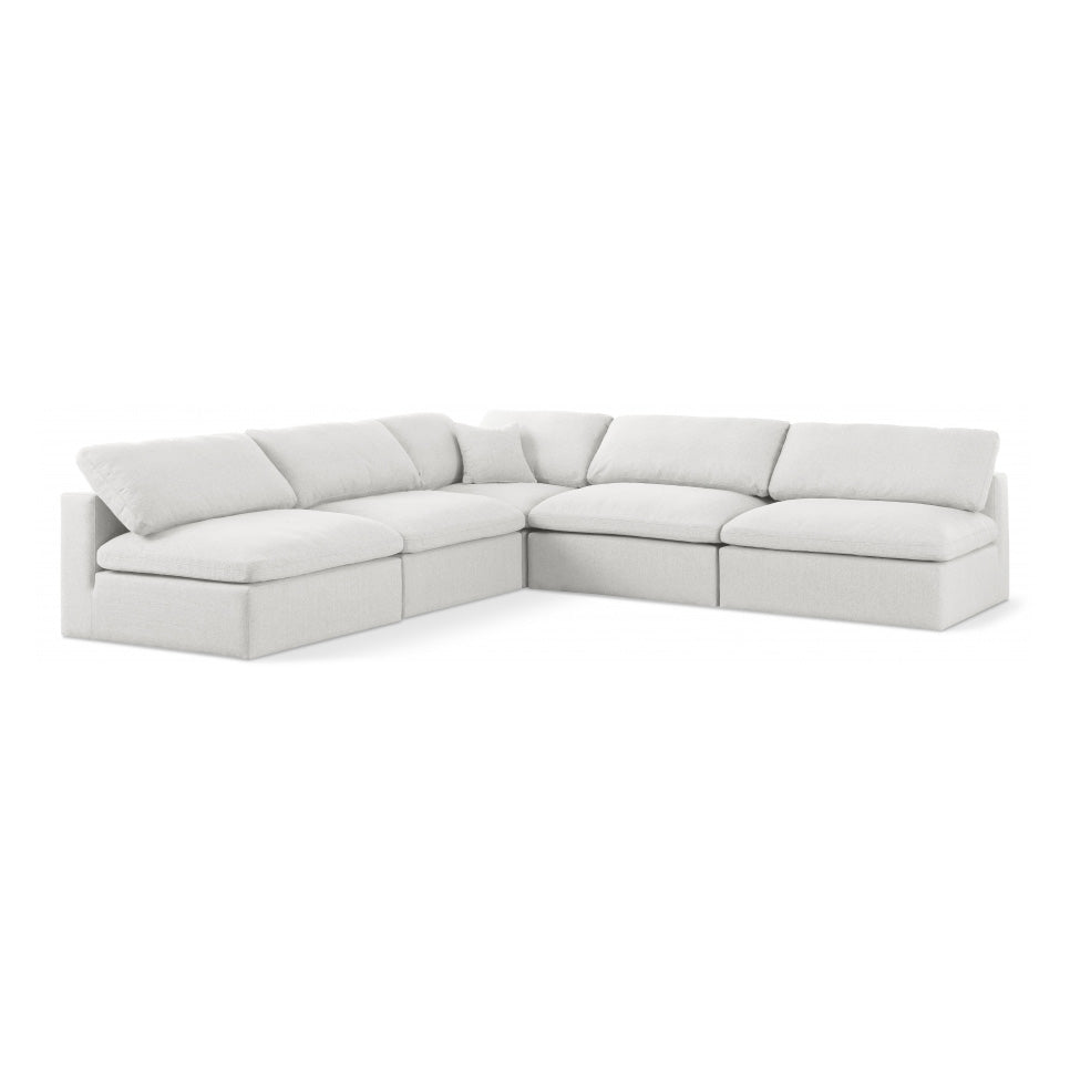 Serene Linen Textured Fabric Deluxe Comfort Modular Sectional