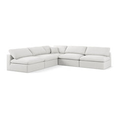 Serene Linen Textured Fabric Deluxe Comfort Modular Sectional