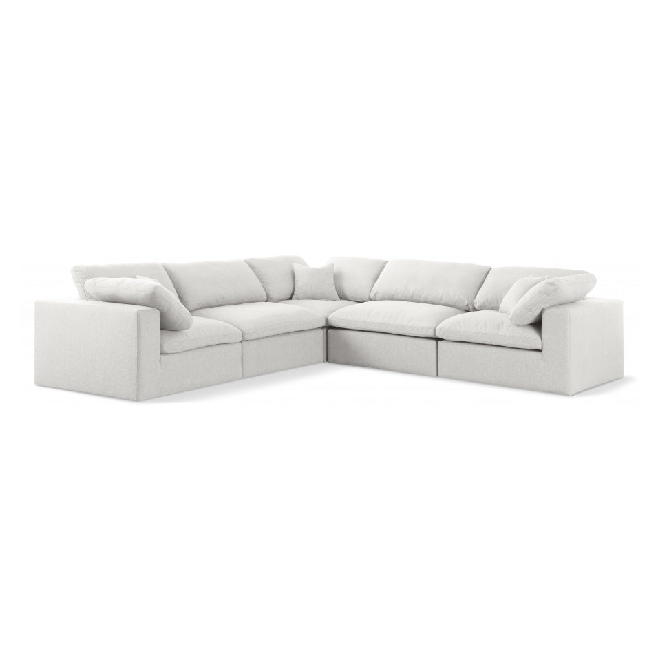 Serene Linen Textured Fabric Deluxe Comfort Modular Sectional