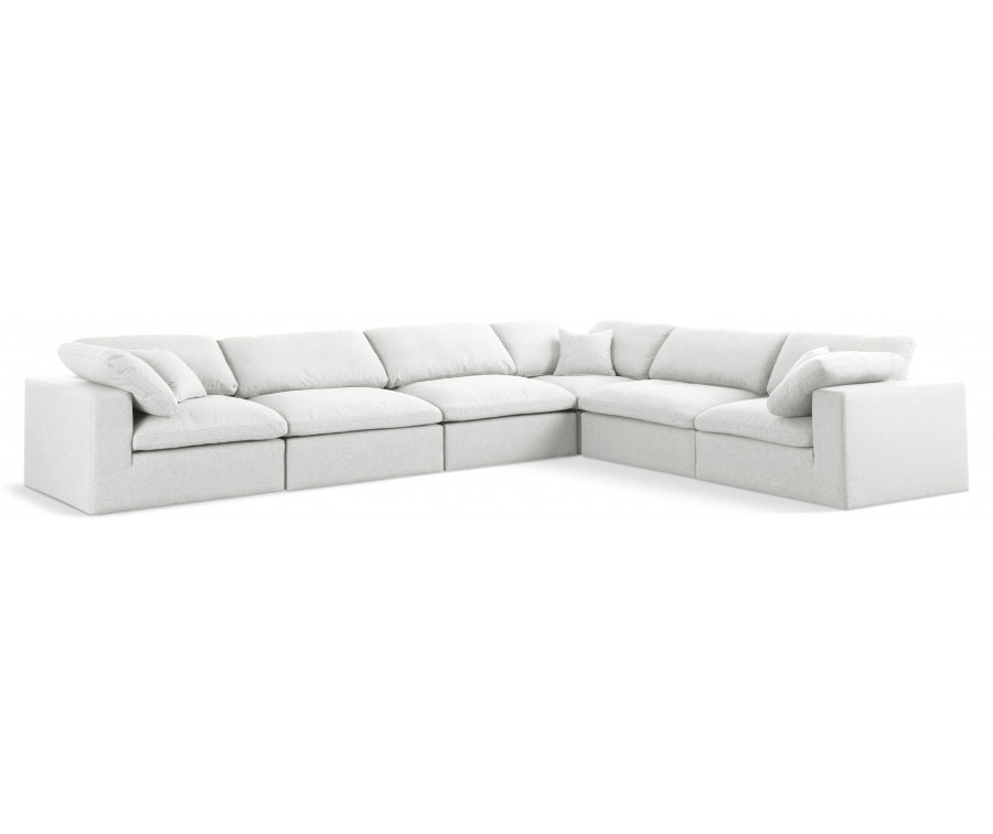 Serene Linen Textured Fabric Deluxe Comfort Modular Sectional