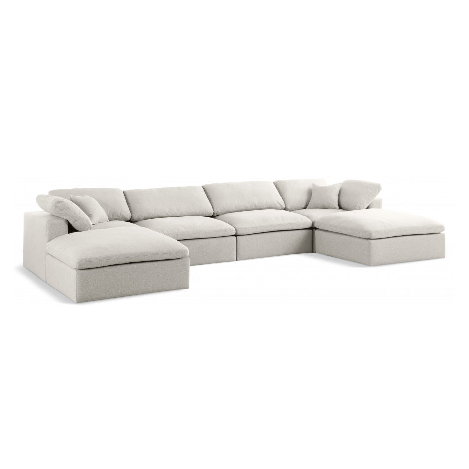 Serene Linen Textured Fabric Deluxe Comfort Modular Sectional