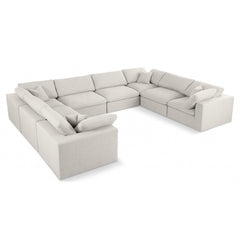 Serene Linen Textured Fabric Deluxe Comfort Modular Sectional