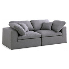 Serene Linen Textured Fabric Deluxe Comfort Modular Sofa