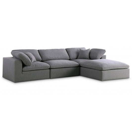 Serene Linen Textured Fabric Deluxe Comfort Modular Sectional