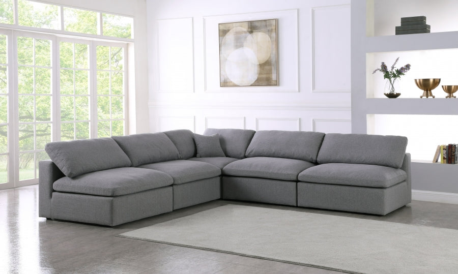 Serene Linen Textured Fabric Deluxe Comfort Modular Sectional