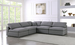 Serene Linen Textured Fabric Deluxe Comfort Modular Sectional