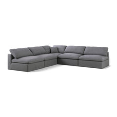 Serene Linen Textured Fabric Deluxe Comfort Modular Sectional