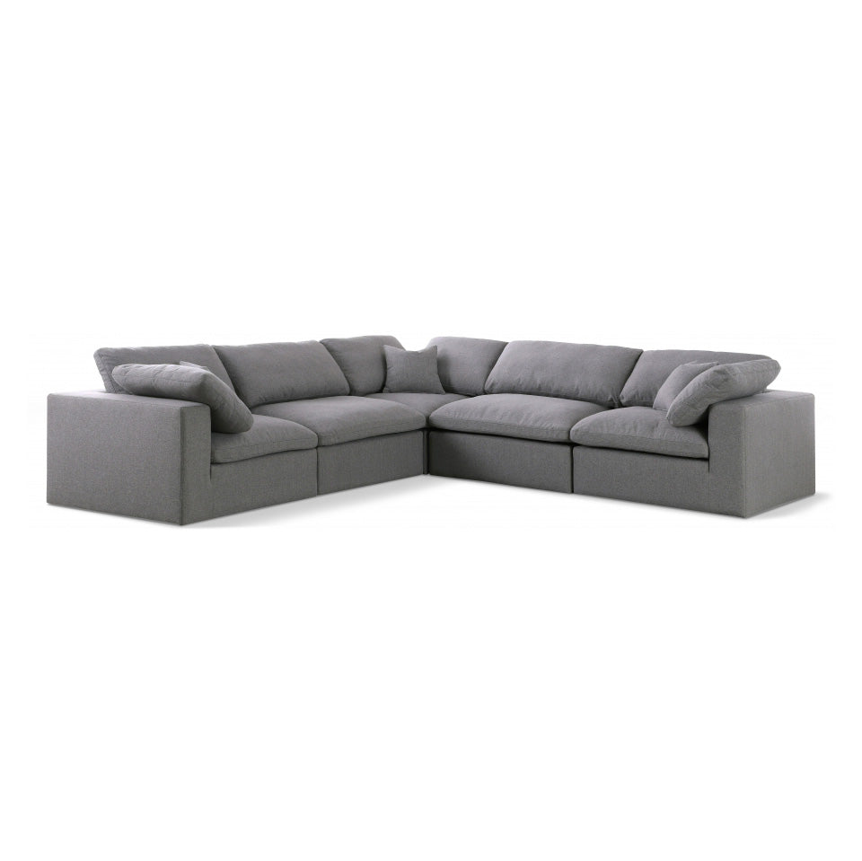 Serene Linen Textured Fabric Deluxe Comfort Modular Sectional