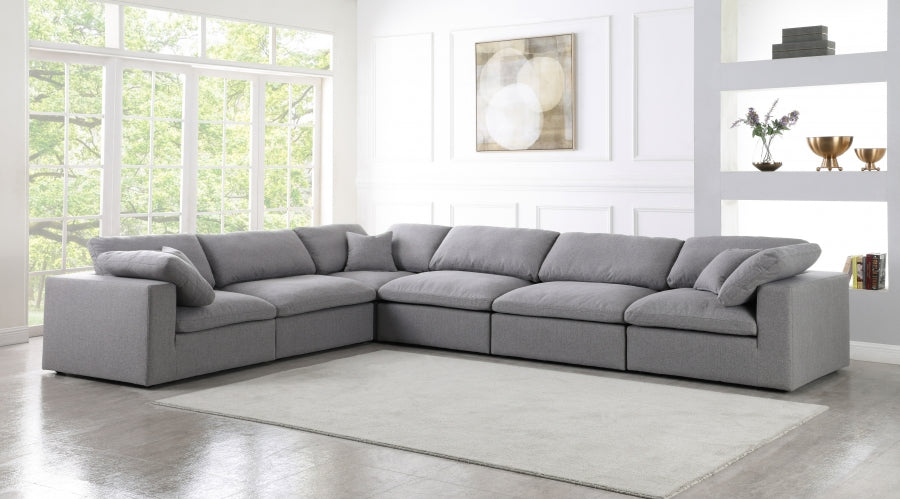 Serene Linen Textured Fabric Deluxe Comfort Modular Sectional