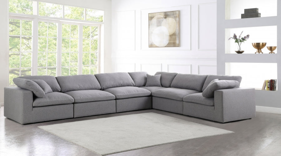 Serene Linen Textured Fabric Deluxe Comfort Modular Sectional