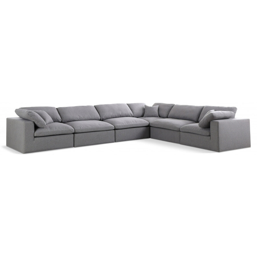 Serene Linen Textured Fabric Deluxe Comfort Modular Sectional