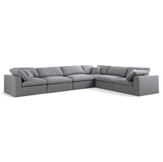 Serene Linen Textured Fabric Deluxe Comfort Modular Sectional