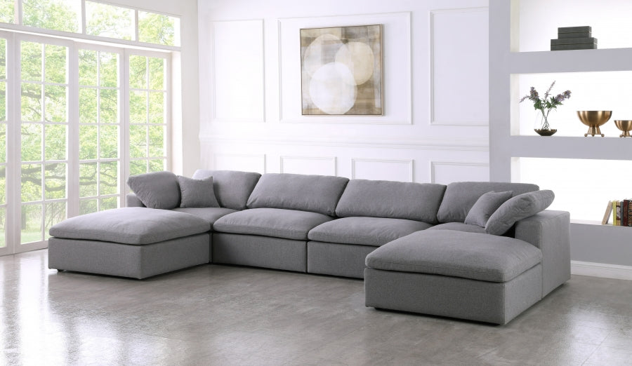 Serene Linen Textured Fabric Deluxe Comfort Modular Sectional